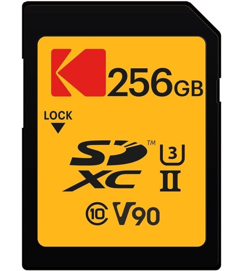 KODAK 256GB UHS-II U3 V90 SD Card  285/254